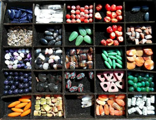 tray of stone beads