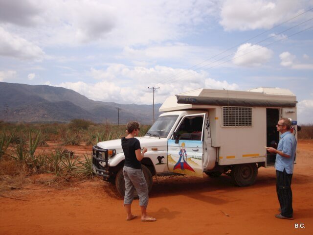 Bruno and I taking a break from the road.