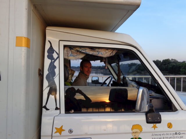 Riding into Zambia's South Luangwa National Park for a morning safari.