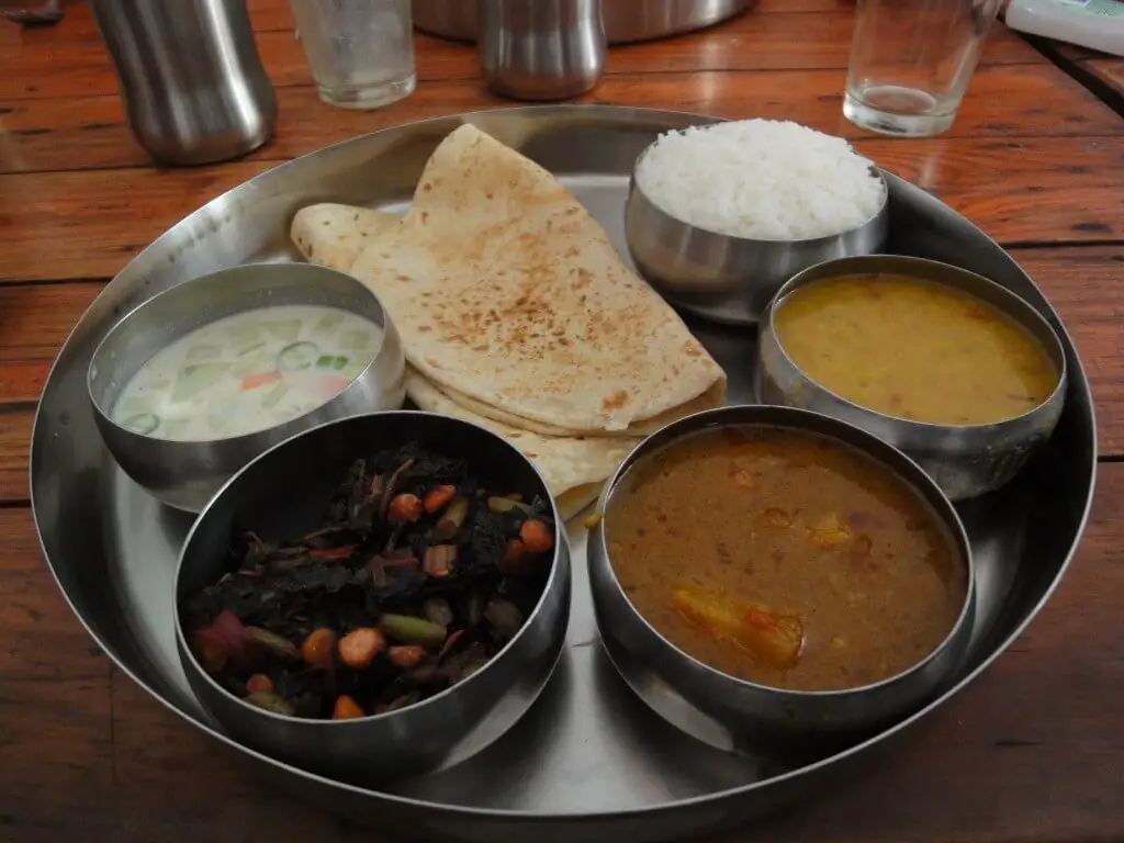 Enjoy a traditional north Indian thali plus other delicacies at Surya Mahal Restaurant.