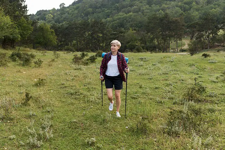 Senior woman traveling outdoor