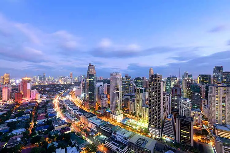 Makati City Skyline at night. Manila, Philippines.