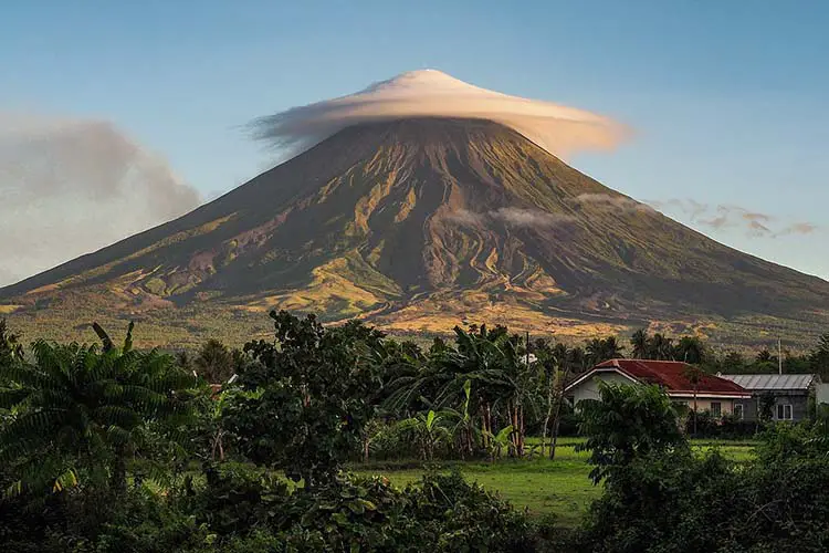 Bicol Mayon Volcano with cloudy hat