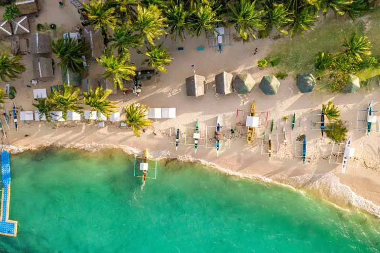 Aerial drone view of Daku Island, Siargao Philippines