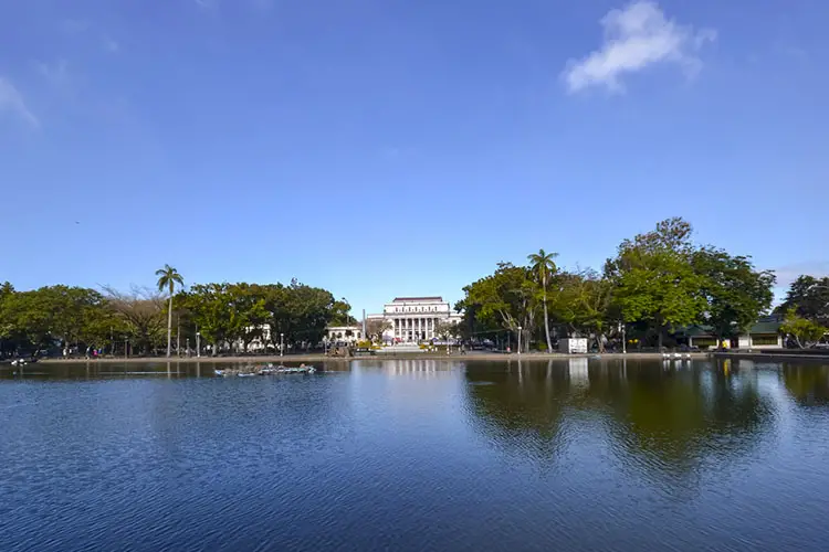 Bacolod City, Philippines - Feb 2017: Capitol Park and Lagoon.